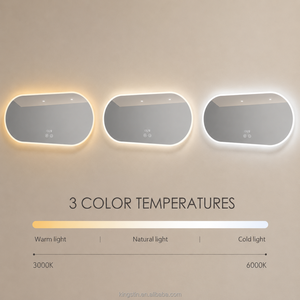 Kingstin Espejo Baño LED Ovalado Sin Marco, Antivaho, Regulable 3 Colores, Decoración <span class=keywords><strong>Hotel</strong></span>, 2 Años Garantía - Product Image 3