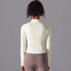 Veste ajustée en spandex/nylon extensible à manches longues et col montant pour femme TongJoes, avec un devant brossé et résistant aux plis - Product Image 5