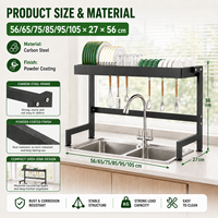 Support de séchage double niveau sur pied pour évier, étagère métallique, range-vaisselle pour cuisine, vente en gros OEM ODM