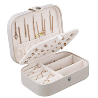 Boîte de rangement pour bijoux en cuir PU en gros avec support pour boucles d'oreilles, étui de voyage portable pour petits bijoux, cadeaux de mariage