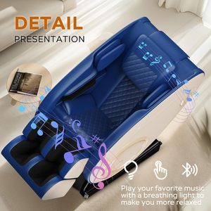 <b>Zero</b> <b>Gravity</b> Chair <b>Recliner</b> Airbags Heating Speaker Foot Roller Touch Screen Blue Chair Full Bodyvending M - Product Image 6