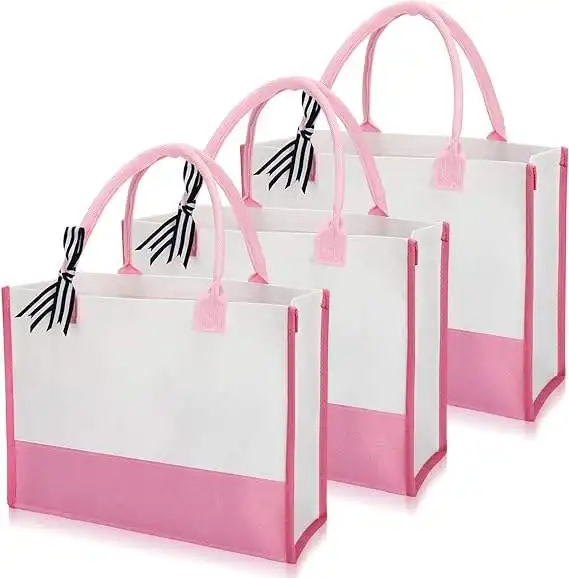 Bolsa rosa personalizada de fábrica sacola grande de lona para presente de festa na praia
