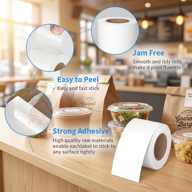 Linerless Labels with  Roll-Efficient Eco-Friendly 58x60m Thermal Label
