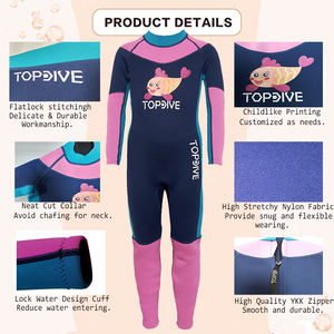Combinaison rose une pièce à manches longues pour filles personnalisée combinaisons pour enfants combinaison <span class=keywords><strong>de</strong></span> plongée en néoprène pour enfants - Product Image 6