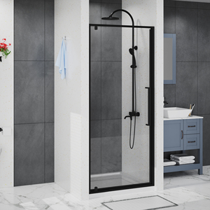 Porte de <span class=keywords><strong>douche</strong></span> carrée moderne résistante à l'eau, en verre trempé noir brossé/chrome, avec design attrayant en <span class=keywords><strong>peinture</strong></span> blanche - Product Image 5