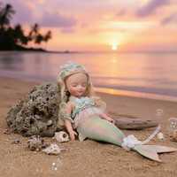 Poupée Reborn Sirène de 10 Pouces en Silicone Solide, Jouet Bébé Réaliste pour Enfants Filles, Cadeau d'Anniversaire de Noël, Collection et Présentation