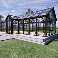 Véranda à pignon européen personnalisée en alliage d'aluminium écologique, alimentée à l'énergie solaire, avec verre feuilleté de sécurité, pour extérieur résidentiel et parc