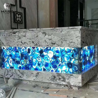 Azulejo de ágata azul de piedras preciosas brasileñas para iluminación trasera, accesorio de pared retroiluminado