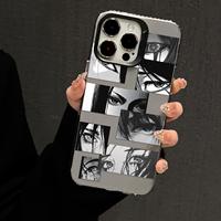 Coque de téléphone antichoc transparente motif collage d'yeux d'anime pour iPhone 17/16/15/14/13/12 Pro Max, esthétique manga