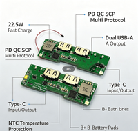 Módulo de Carga Rápida PD QC SCP Multiprotocolo 22.5W, Placa PCBA SW6206, Doble USB-A Tipo-C, Módulo de Energía Móvil DIY