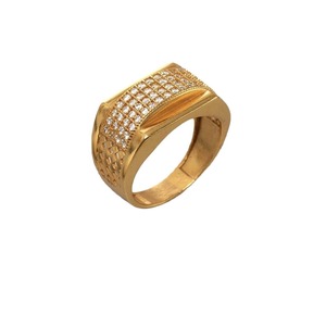 Bague pour homme en alliage tendance, plaquée or 18 carats, entièrement sertie de diamants, design géométrique, bijou cadeau - Product Image 5