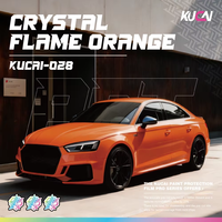 Film de protection de peinture (PPF) PET coloré, brillant, de qualité supérieure, Orange CrystalFlame, pour voiture, autocollant adhésif pour changement de couleur de véhicule