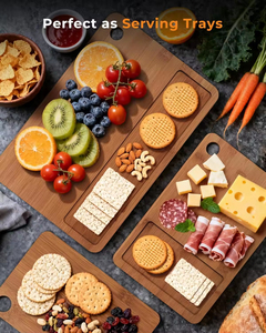 Ensemble de 3 planches à découper en bambou carbonisé pour la cuisine, planches à découper en bois pour la gravure, <span class=keywords><strong>plateau</strong></span> de service pour charcuterie et fromages - Product Image 3