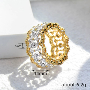 Elegante anello cavo bicolore per donna, gioielli di moda in stile francese vintage - Product Image 4