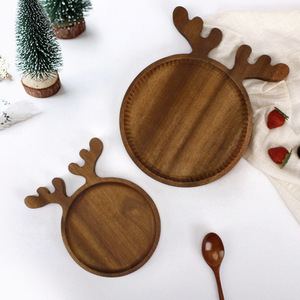 Christmas Reindeer Wooden <b>Plates</b> Animal Shape Dessert Breakfast Trays Party Home Use - Product Image 1