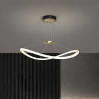 Lustres ronds nordiques modernes en aluminium avec ligne de Led Lampe de plafond de maison de luxe Luminaires suspendus pour îlot de cuisine