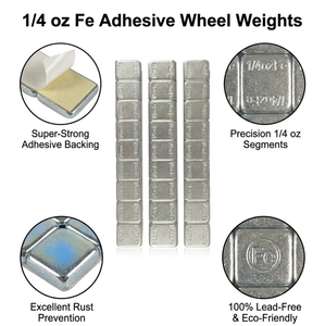 Poids d'équilibrage de roue adhésifs 1/4 oz Fe, ruban bleu facile à décoller, sans plomb, zingués, pour le marché américain - Product Image 2