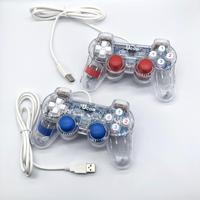 Manettes de jeu ergonomiques filaires à double USB avec coque transparente, accessoires colorés, compatibilité PC pour les joueurs