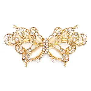 Chiusura Vintage oro farfalla vetro strass chiusura in cristallo fermagli fibbia per i vestiti