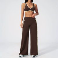 Ensemble de yoga amincissant ZC3588 pour femme, séchage rapide, coupe ajustée, pantalon large, soutien-gorge de sport, tenue de sport OEM