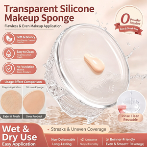 Éponge de maquillage transparente en forme de demi-lune, applicateur de fond de teint, poudre, coussin, outil de beauté - Product Image 1