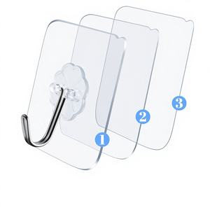 Gancho Moderno y Elegante de Metal y PVC, Transparente, Sin Costuras, Autoadhesivo, Ecológico, para Cocina, Baño, Sala de Estar, Dormitorio - Product Image 1