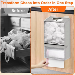 MIXWARES Organizador de Bolsas de Plástico Sostenible, Rectangular, Plegable, Sin Perforaciones, para Montar en la Pared, a Prueba de Polvo, Caja de Almacenamiento de Ropa, para <span class=keywords><strong>Cocina</strong></span> - Product Image 3