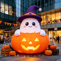 Décoration gonflable d'Halloween en forme de citrouille avec fantôme enlacé, éclairage LED, tissu Oxford résistant au soleil pour événements et fêtes en extérieur