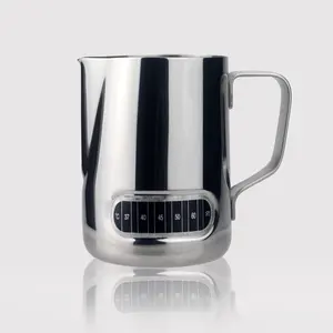 Metal Mirror Polishing Temp Control milk jug Milk Frothing Jug Pitcher With Built-In Thermometer