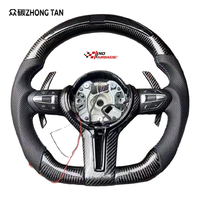 Volant sport en fibre de carbone avec 3 branches et poignée de 40 mm en cuir rouge Zhongtan, remplacement pour E60 F15 F90