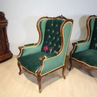 Fauteuil en bois massif sculpté de style américain rétro Yicheng, fauteuil d'appoint en velours vert pour salon, salle de séjour et mobilier de maison