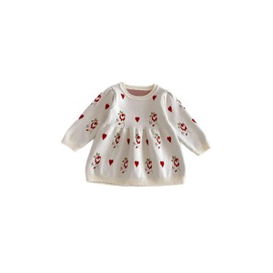 Robe pour filles 2026 Nouvelle collection Printemps – Robe pull en coton tricoté au crochet pour bébé, style occidental, motif floral, jupes douces pour bébés - Product Image 5