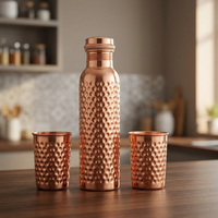 Ensembles de bouteilles en cuivre écologiques de qualité supérieure, isolation thermique, revêtement anti-corrosion, emballage personnalisé en boîte cadeau, passe au lave-vaisselle, 100% écologique