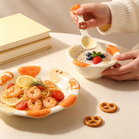 Schattig cartoon 3D geëmbossed fruit keramiek servies, exquisiete ontbijt fruit dessert bord