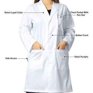 Bata de laboratorio Unisex transpirable con logotipo personalizado, tela elástica que absorbe la humedad, suave, cómoda, fácil cuidado para científicos e investigadores - Product Image 5
