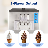Machine à crème glacée molle automatique en acier inoxydable à double congélateur autonettoyant OEM ODM avec 3 buses