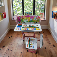 Ensemble Table et Chaise Industriel Moderne Simple pour Enfants, Bureau d'Étude Blanc Réglable avec Tiroir en Métal pour Chambre et École, Meuble d'Écriture pour Enfants