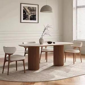 Ensemble table et chaises de salle à manger multifonctionnel et peu encombrant, <span class=keywords><strong>plaque</strong></span> en pierre, table à manger tout-en-un avec <span class=keywords><strong>plaque</strong></span> chauffante à <span class=keywords><strong>induction</strong></span> - Product Image 3