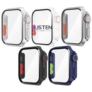 Verre + coque pour Apple Watch 8 7, 45mm, 41mm, 44mm, 40mm, protecteur d'écran, <span class=keywords><strong>changement</strong></span> Ultra pare-chocs, <span class=keywords><strong>iWatch</strong></span> série 4 5 6 SE, accessoires - Product Image 1