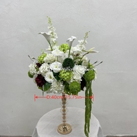 DKB Bouquet de fleurs de lys calla blanc, vert et bordeaux de 40 cm, petit format, le plus vendu et le moins cher, pour la décoration de table de mariage
