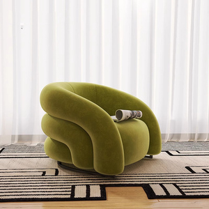 Modern <strong>Orange</strong> Velvet Accent <strong>Chair</strong> with Solid Wood Frame &amp; Metal Base Layered Curved Upholstered Leisure Armchair for Living Room - Product Image 4