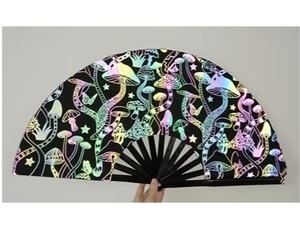 พัดไม้ไผ่สีดำขนาด 13 นิ้ว ผ้าสะท้อนแสง 33 ซม. งานฝีมือแกะสลักธรรมชาติ พับได้ ของขวัญธุรกิจยุโรป ของที่ระลึกส่งเสริมการขาย - Product Image 6