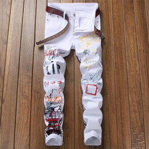 Mode Heren Denim <span class=keywords><strong>Jeans</strong></span> Man Slanke Patch Katoenen Letterprint Heren <span class=keywords><strong>Jeans</strong></span> Broek - Product Image 3