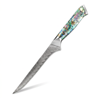 Couteau à désosser classique Damas de 5 pouces, ensemble de couteaux de chef professionnels en acier VG-10, manche en véritable nacre et résine de bois pour la cuisine