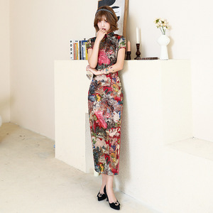 Vestido de Estilo Chino Tradicional, Elegante, Informal, de Verano, con Abertura Alta, Largo, Formal, Qipao, <span class=keywords><strong>Cheongsam</strong></span> - Product Image 5