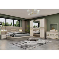 Ensemble de meubles de chambre à coucher contemporains en bois, ensemble de meubles de chambre à coucher modernes sur mesure avec lit, armoire et commode