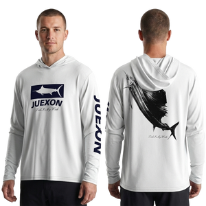 White Sailfish Print Fishing Hoodie Custom Logo UPF50 UV Protection Waterproof Plus Size Quick Dry Breathable Long Sleeve Shirt