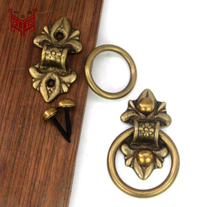 Poignée de porte en laiton de style chinois antique JHG 068, installation sans perçage, pour portes en bois, tiroirs, armoires - Product Image 2