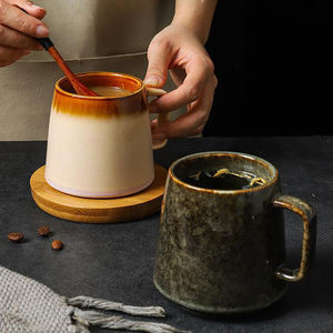 Tazas de cerámica Retro de verano para beber, tazas de café y té para el hogar y la Oficina con asa y tapa almacenadas para regalos de negocios - Product Image 4