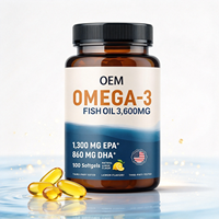 Capsules d'huile de poisson oméga 3 OEM 3600 mg EPA 432 mg DHA 288 mg saveur citron, complément alimentaire en marque blanche